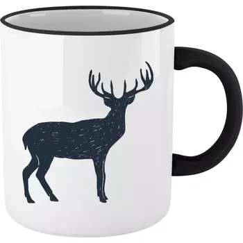 Hrnek pro myslivce - Jelen - černý lem a ucho 330 ml