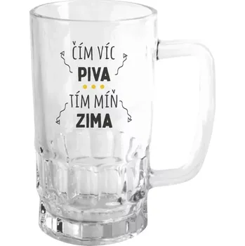 Sklenice Půllitr skleněný Čím víc piva, tím míň zima