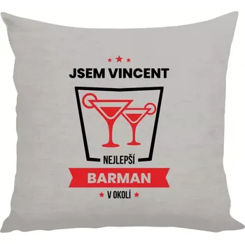 Polštář Polštář lněný 40x40 cm Nejlepší v okolí - barman