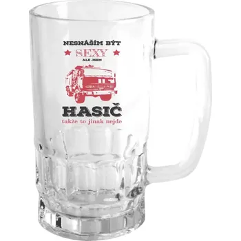 Sklenice Půllitr skleněný Nesnáším být sexy, ale jsem hasič