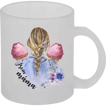 Hrnek 330 ml - skleněný matný Jsem máma - dvě holčičky