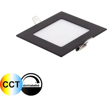 Osvětlení T-led Černý hranatý LED panel DUAL CCT 24V 6W vestavný stmívatelný 24SB6 102212
