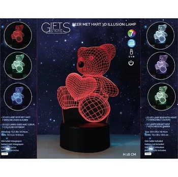 Lampička IMTRADEX 3D LED LAMPA MEDVĚD SE SRDCEM 18CM