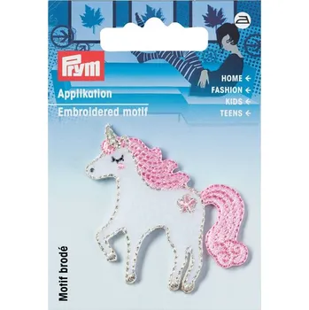 Nášivka PRYM Nášivka jednorožec, nažehlovací, bílá/světle růžová