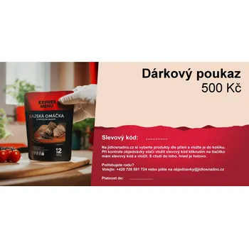 Hotové jídlo dárkový poukaz, vyberte částku 500 Kč