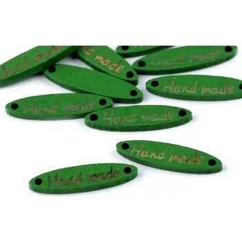 Galanterie Štítky dřevěné oválné Handmade zelené (Štítky dřevěné oválné Handmade zelené)