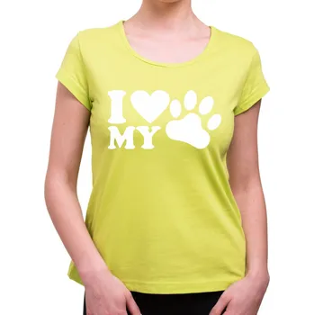 Pánské oblečení Dámske tričko - I love my dog, Barva látky Limetková zelená, Střih Dámsky, Velikost XS