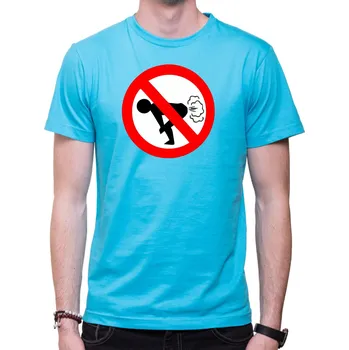 Tričko - Zákaz prdeť UNISEX, Barva látky tyrkysová modrá, Střih Pánsky/UNISEX, Velikost S
