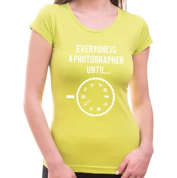 Pánské oblečení Tričko - Každý je fotograf dokud ..., Barva látky Limetková zelená, Střih Dámsky, Velikost S
