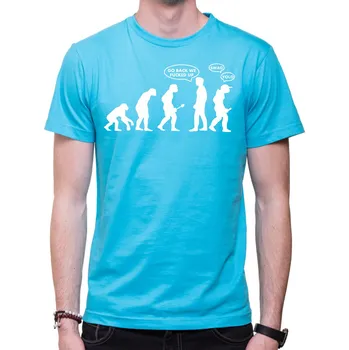 Tričko Go back ! - evolution (UNISEX), Barva látky tyrkysová modrá, Střih Pánsky/UNISEX, Velikost XL