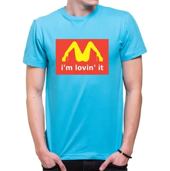 Tričko - Miluji to - I´m lovin´ it 2, Barva látky tyrkysová modrá, Střih Pánsky/UNISEX, Velikost XXL