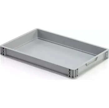 Úložný box Euro přepravka 60 cm × 40 cm × 7,5 cm, šedá, plný úchyt