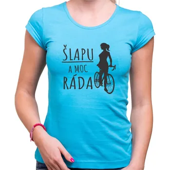 Pánská móda Dámské cyklo tričko - ŠLAPU, Barva látky tyrkysová modrá, Střih Dámsky, Velikost XL