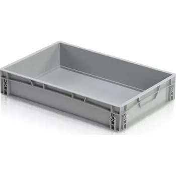 Úložný box Euro přepravka 60 cm × 40 cm × 12 cm, šedá, plný úchyt