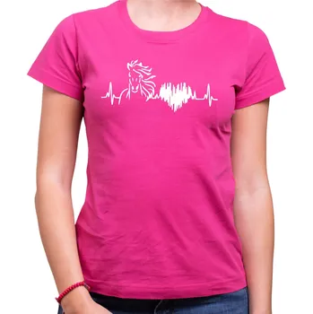 Pánské tričko Tričko - EKG koník, Barva látky růžová , Střih Dámsky, Velikost M
