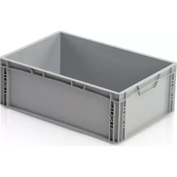 Úložný box Euro přepravka 60 cm × 40 cm × 22 cm, šedá, plný úchyt