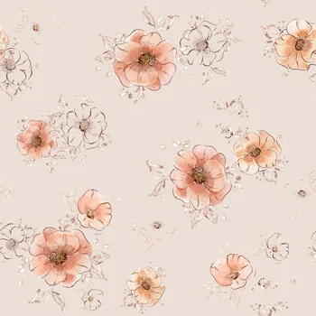 Drobné květy - Béžová Materiál: Žebrovaný úplet