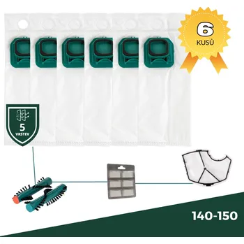 Sáček do vysavače Sada VORWERK 140/150 sáčky, filtr,kartáče, vůně, balení 6 ks