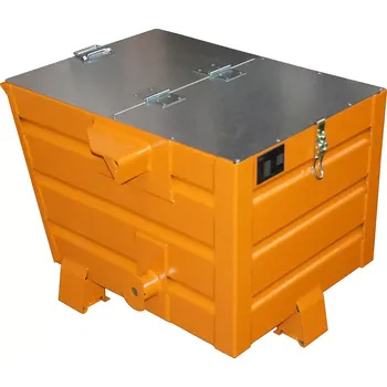 Popelnice Výklopný kontejner TRV s víkem, oranžová, nosnost 500 kg, 300 l