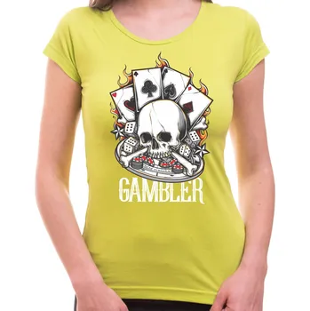 Pánská móda Tričko - Gambler, Barva látky Limetková zelená (Pouze Dámsky střih!), Střih Dámsky, Velikost XXL