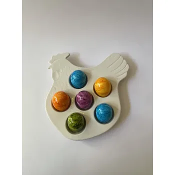 Velikonoční dekorace SLEPIČKA - PORCELÁNOVÝ STOJAN NA VAJÍČKA