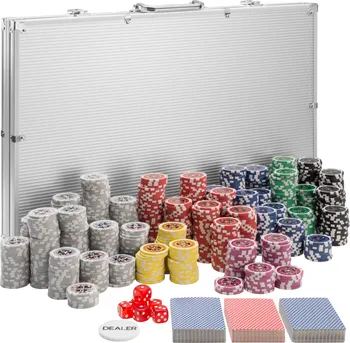 Pokerové sada tectake Pokerová sada v hliníkovém kufru 1000 žetonů