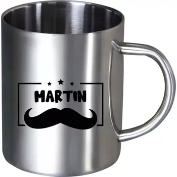 Nerezový hrnek Knírek se jménem