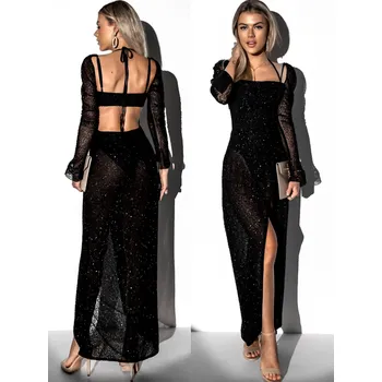 Dámské šaty Černé společenské třpytivé šaty KARMENTA Velikost: L