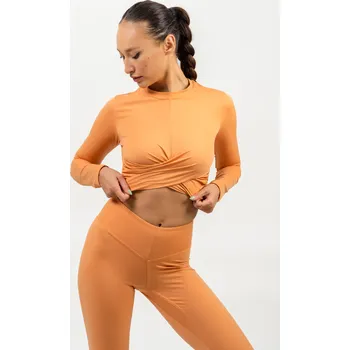 NEBBIA Crop top s dlouhým rukávem ELEVATED oranžová M
