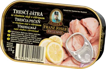 Franz Josef Kaiser Tresčí játra ve vlastním oleji s citronem 115 g