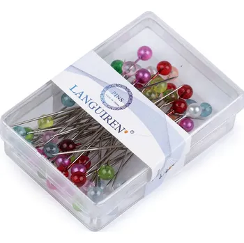 Ozdobné špendlíky s transparentní hlavičkou délka 40 mm