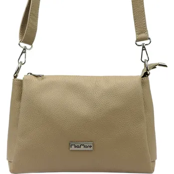 Kabelka Kožená crossbody kabelka MiaMore 01-002 tmavě béžová