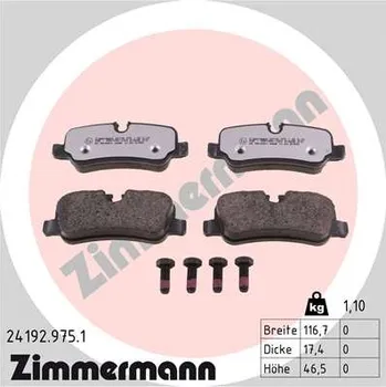 Brzdová destička Sada brzdových destiček, kotoučová brzda ZIMMERMANN 24192.975.1