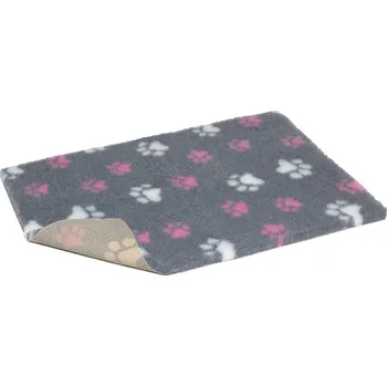 Pelíšek pro psa Vetbed Original Vetbed DELUXE deka s protiskluzem – šedá s růžovými packami délka, šířka: 100cm x 75cm