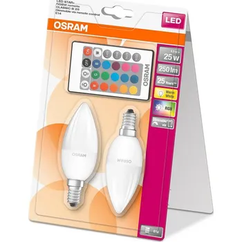 LED žárovka OSRAM E14,4,5W B40 barevná 250lm 2ks + dálkový ovladač