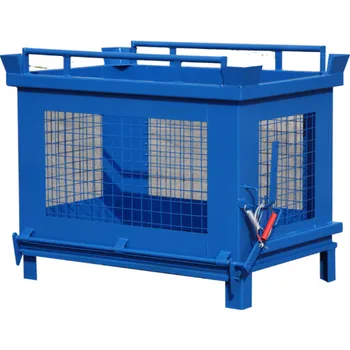 Odpadkový koš Kontejner s výklopným dnem, 570 litrů, modrá, drátěné stěny