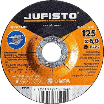Příslušenství k brusce Brusný kotouč kov 125 x 6.0 mm, Jufisto