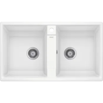 Granitový dřez Blanco Zia 9, silgranitový dřez 860x500x190 mm, 2-komorový, bílá, BLA-516678