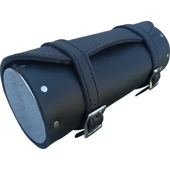 Zavazadlo na motocykl Diablo Moto rolka na motorku chopper kůže a nerez (Kožená rolka na moto)