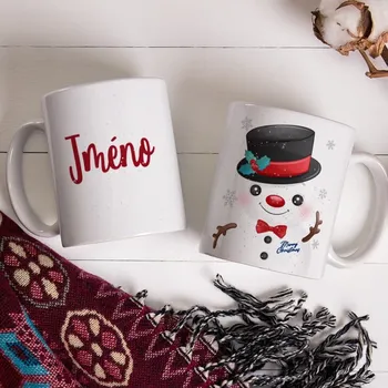 Hrnek se sněhulákem a jménem - Červená