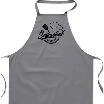 Kuchyňská zástěra Zástěra šedá Šéfkuchař dědeček