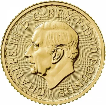 Zlatá investiční mince Britannia 1/10 Oz | Charles III | Různé ročníky