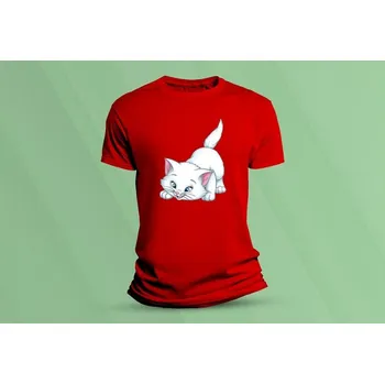 Chlapecké tričko Dětské bavlněné tričko Kočička 9. Červená velikost 104