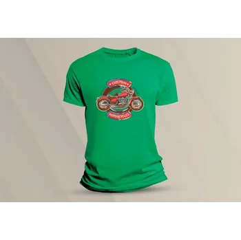 Chlapecké tričko Dětské bavlněné tričko Custom Motorcycles. velikost 140 Zelená