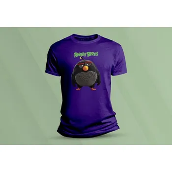 Bavlněné dětské tričko Angry Birds 1 velikost 104 Purpurová