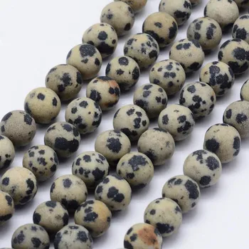 Dětské navlékací korálky Jaspis dalmatin matný 6 mm (návlek 58 - 60 korálků)