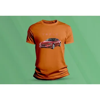 Chlapecké tričko Dětské bavlněné tričko Tesla S. velikost 104 (3-4 roky) Oranžová