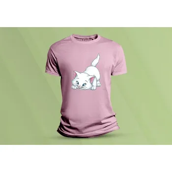 Dětské bavlněné tričko Kočička 9. Růžová velikost 116 (5-6 let)