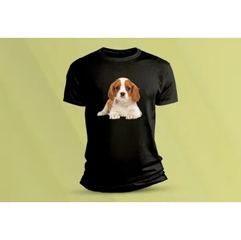 Dětské bavlněné tričko Kavalír King Charles španěl. Černá velikost 104 (3-4 roky)