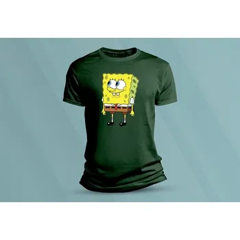 Chlapecké tričko Dětské bavlněné tričko SpongeBob. velikost 116 Lahvově zelená